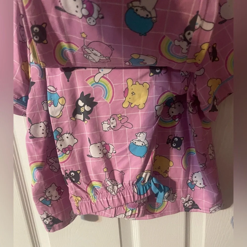 NWT Hello Kitty & Friends Girls 2-Piece PJ Set Pink Rainbow Sleepwear‎ Sz S 6/6X